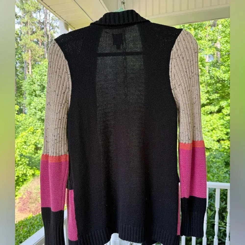 Nic & Zoe Fireside Zip Up Cardigan. Navy, Pink & Cream. Size XS. Great Condition